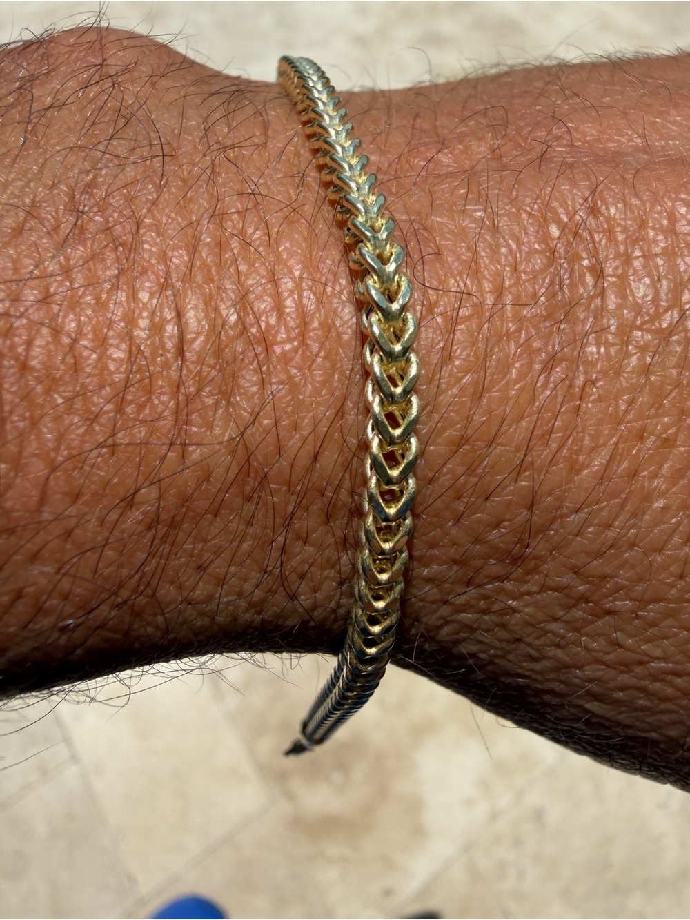 Gold-Tone Braided Franco Chain Solid Bracelet 10k-Unisex
